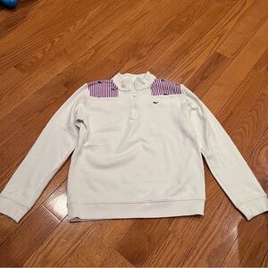 Vineyard Vines Kids Girls 1/4 Zip Pullover Sweatshirt White Size Large L